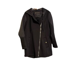 Michael Kors Women's Black Utility Jacket with Quilted Sleeves / 1X